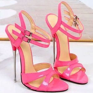 Very Sexy, Pink Patent Leather Strappy Heels Size 12